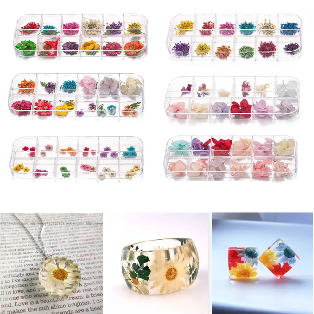 36 pièces/boîte vraies fleurs séchées plantes pour aromathérapie bougie résine époxy pendentif collier fabrication de bijoux artisanat bricolage accessoires