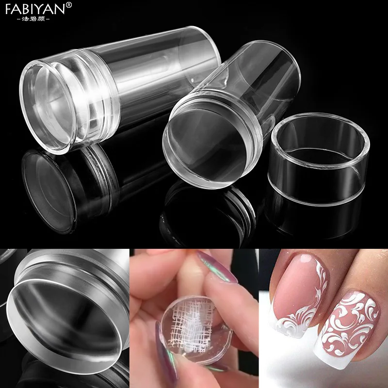 BMC 2pc Clear Acrylic Nail Art Stamping Replacement Heads - Glass Stamper Collection