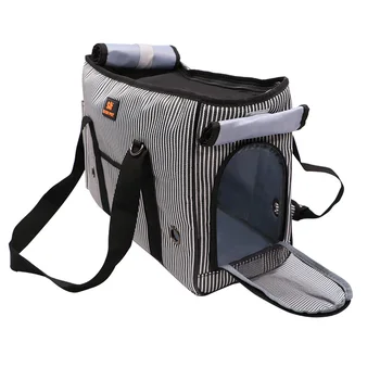 

Factory direct pets go out pet bag dog multi-function large capacity portable cat bag striped pet bags