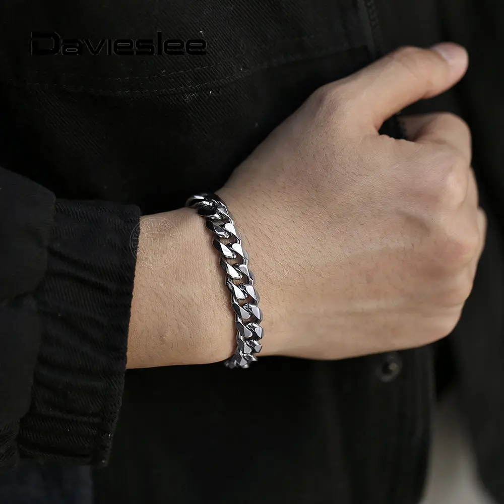11mm 316L Stainless Steel Bracelet for Men Cuban Curb Link Chain Gold Silver Color Heavy Bracelets Wristband 8/9 inch LHBM122A | Украшения