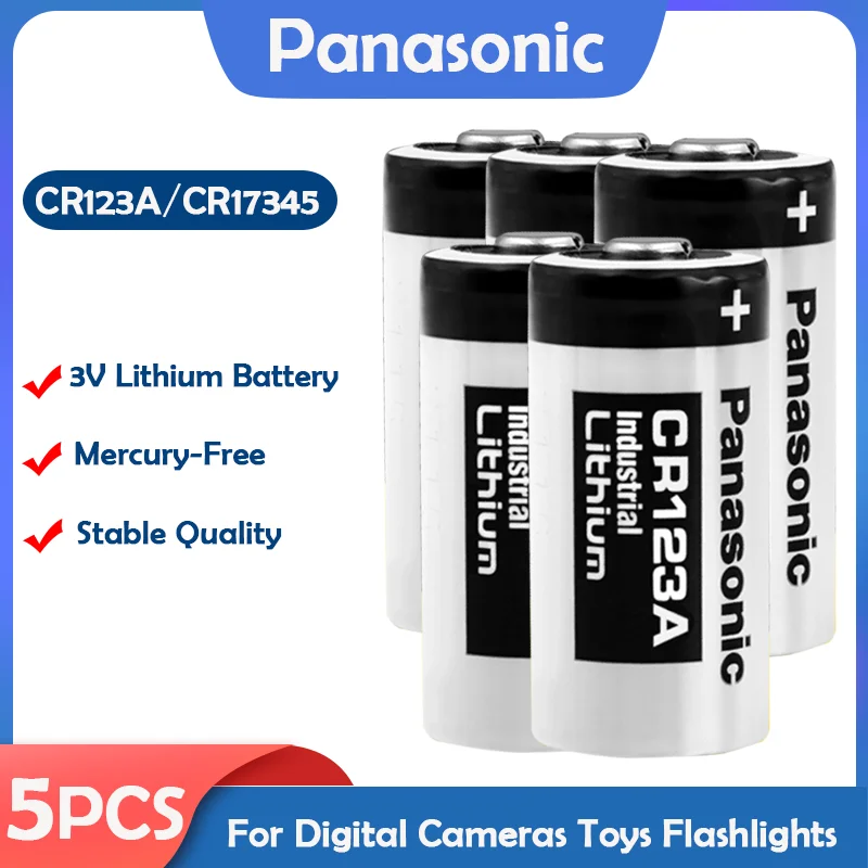 5x Panasonic CR123A  CR123  CR17345  Lithium Batterie  3 V  1400 mAh 