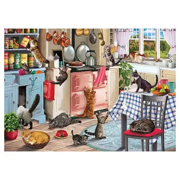 

Adult Children Puzzle Holiday Gift Puzzle Toy 1000PC Puzzle Cats In The Kitchen 6.3