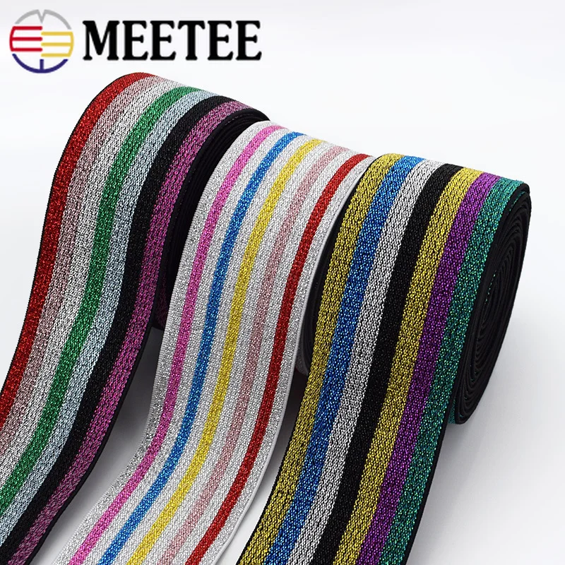 Meetee 4M 4cm Colorful Soft Striped Elastic Rubber Band DIY Sewing Pants Waist Cotton webbing Clothing Accessory KY663 | Дом и сад