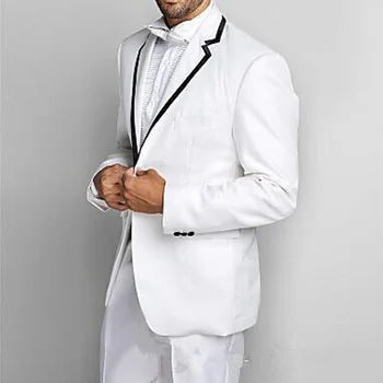 

White Wedding Tuxedo for Groom with Notched Lapel 2 piece Custom Men Suits New Man Fashion Set Jacket with Pants