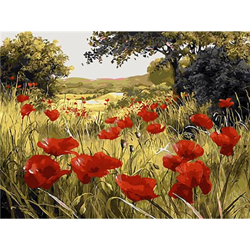 painting by numbers7 Пейзаж, Живопись по номерам, краски по номерам для взрослых, сделай сам, Раскраска по номерам, масляные, номерные картины, велосипед - Цвет: painting by numbers7