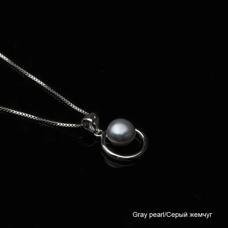 Настоящее 925 пробы Серебряное ожерелье для женщин, простое натуральное жемчужное ожерелье, ювелирные изделия для девочек на день рождения - Цвет камня: grey pearl pendant