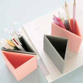 

Simple triangle silicone oblique pen holder makeup brush storage box small fresh creative pen holder learning office supplies