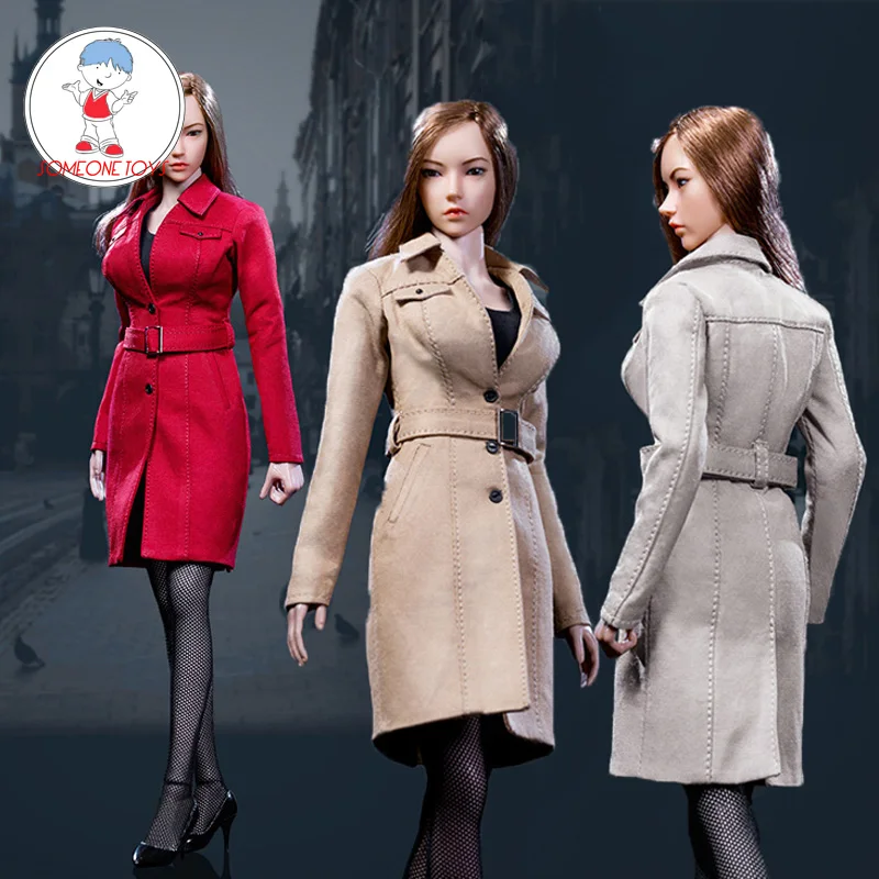 

1/6 Scale Women Trench Coat with Stockings High Heel Shoes ATX049 Windbreaker Set for 12"Female Action Figure Clothes