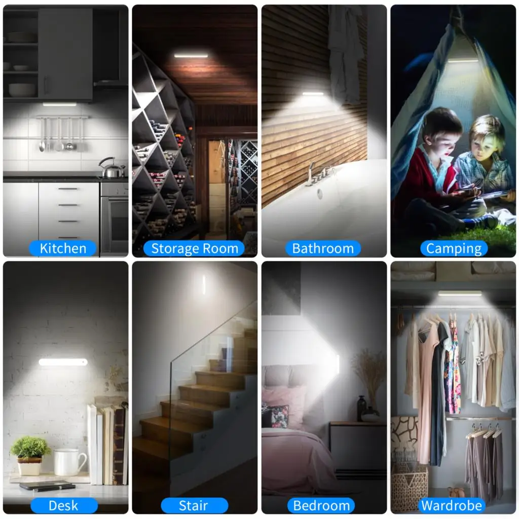 Motion Sensor Light Wireless Night Light LED Lamp USB Rechargeable Night Lamp Nightlight for Kitchen Backlight For Cabinets red night light