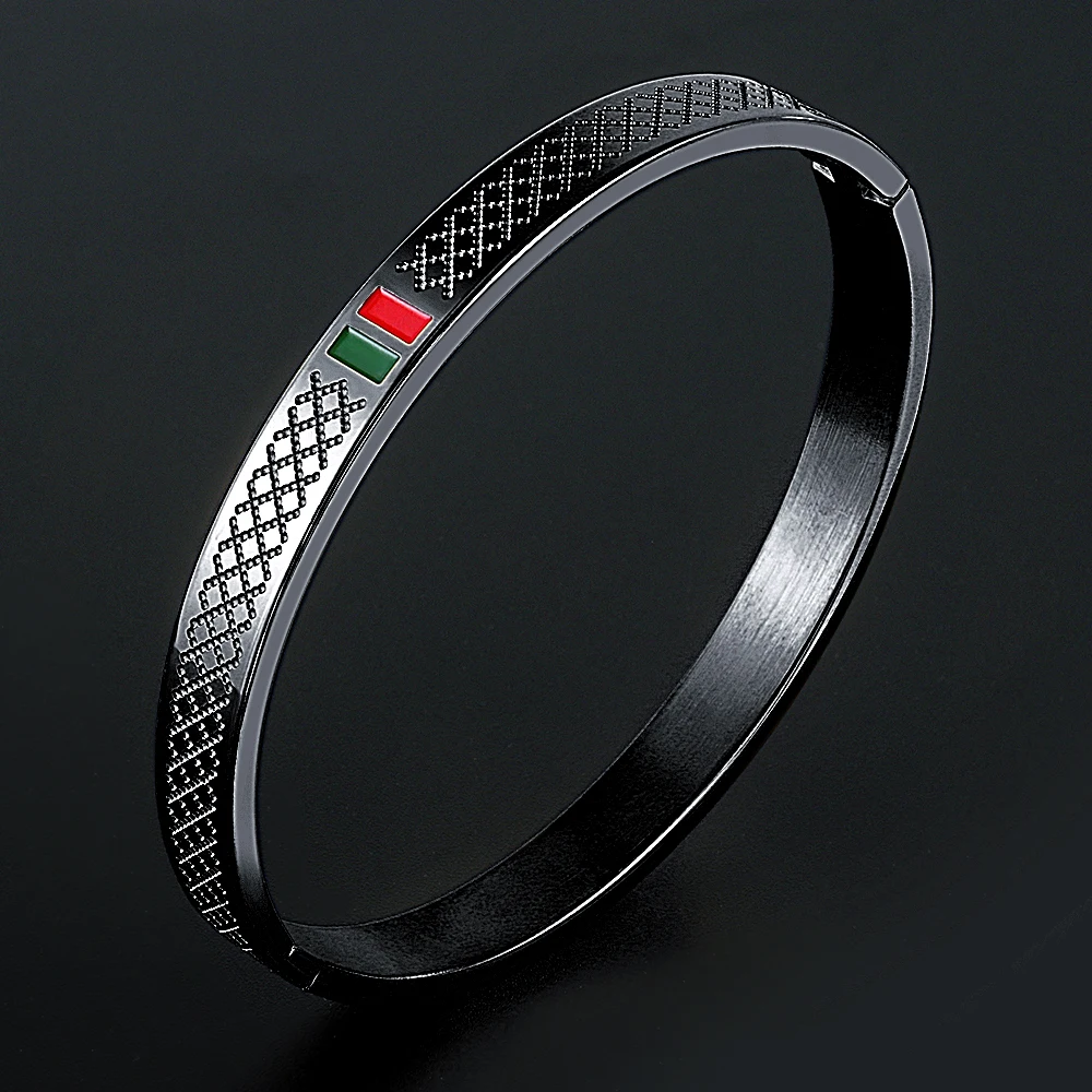 Bangle Bracelet Stainless Steel Bracelet 6mm 8mm Green Red Cuff Stainless Steel Bracelet Women Men Jewelry