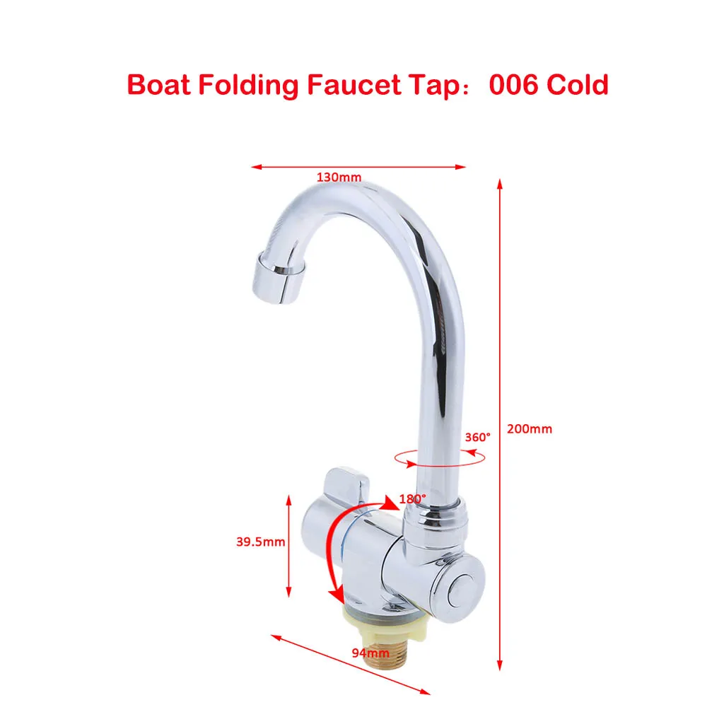 RV Marine Single Cold Tap Sink Water Kitchen 360 Degrees Swivel Spout Wash Faucet #006