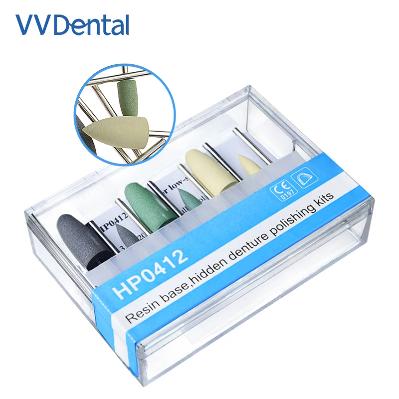 

VVDental 12PCS/Set Dental Polishing Burs Resin Base Acrylic Invisible Denture Silicone Grinding Heads Dia 2.35mm Dentist Tools