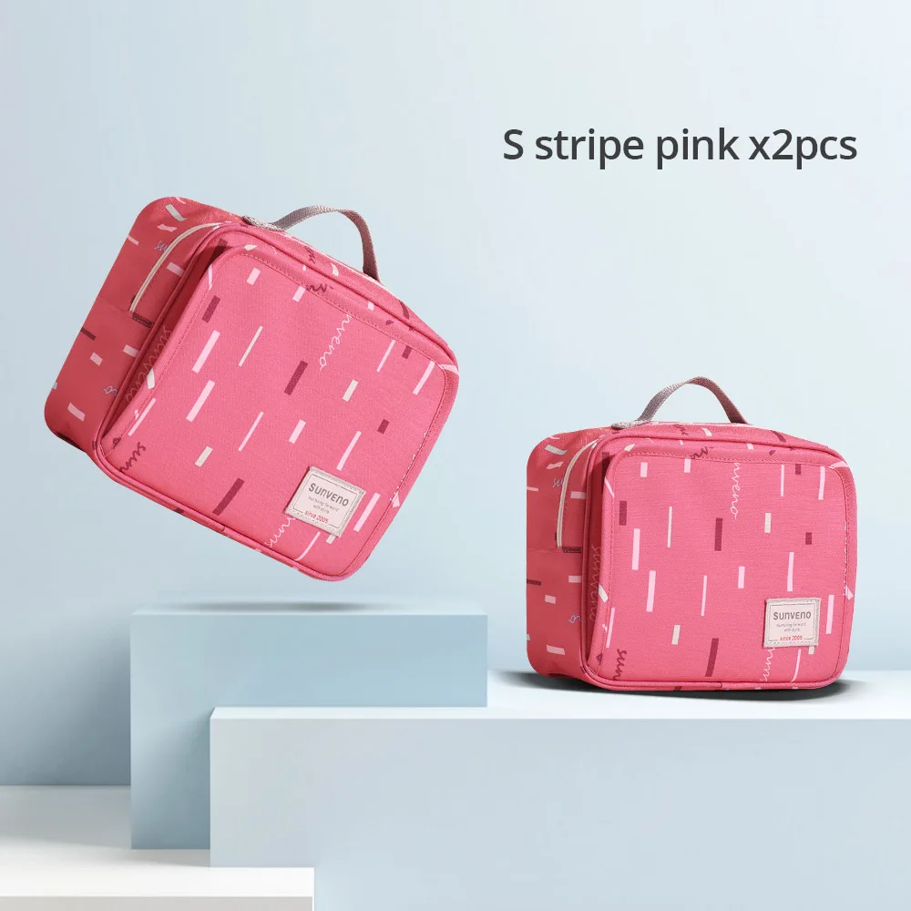 Stripe pink 2pcs Sunveno Сумка Для Подгузников Сумка Для Мамы Детские Сумки Для Пеленок Маленькая Сумка Для Хранения - Цвет: Stripe pink 2pcs