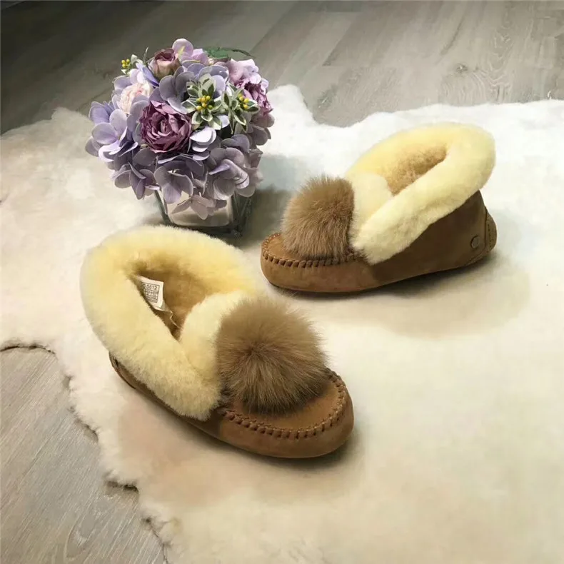 New Warm Natural Fur Women Snow Boots Real Wool Winter Boots Non-slip Rubber Soles Ankle Boots Fashion Female Casual Shoes
