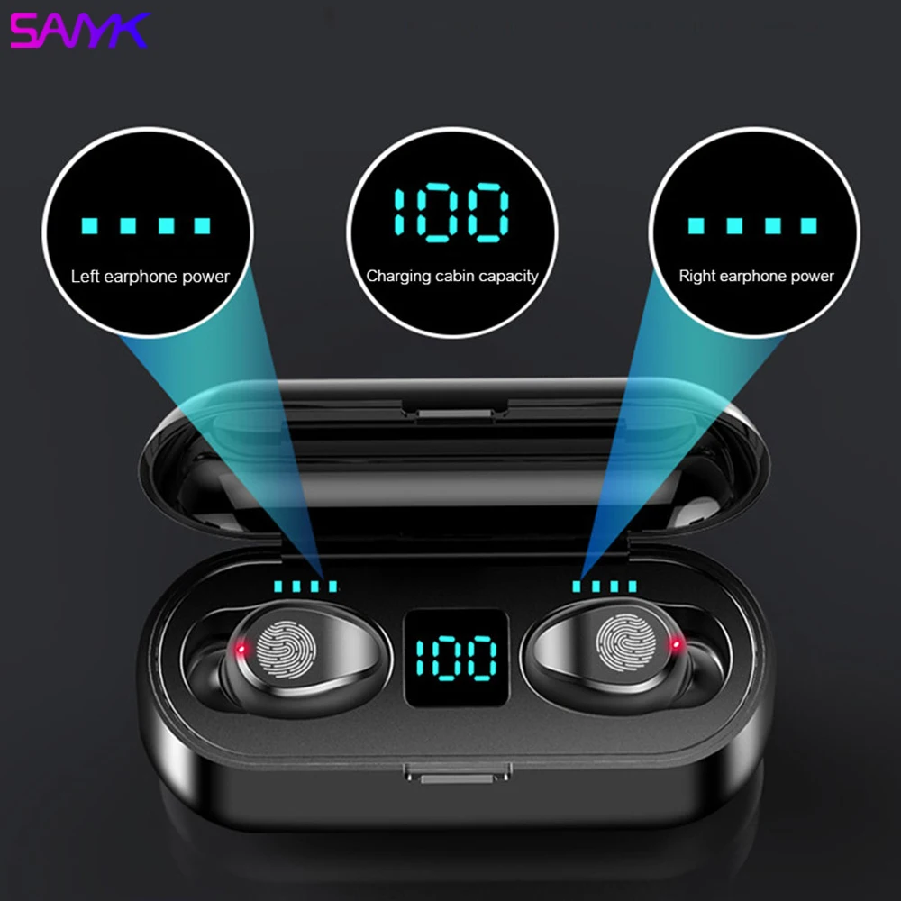 Bluetooth наушники SANYK F9 с цифровым дисплеем сенсорная гарнитура водонепроницаемые