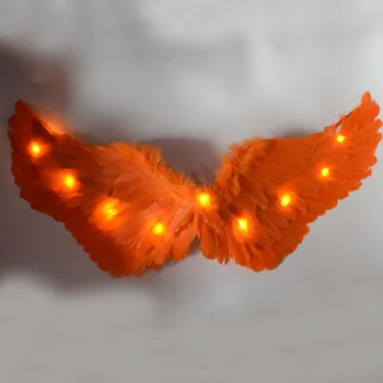 

Yellow LED Glow Light Angel Feather Wing Fairy Wings Props Wedding Birthday Gift Hen Party Supply Carnival Christmas Halloween