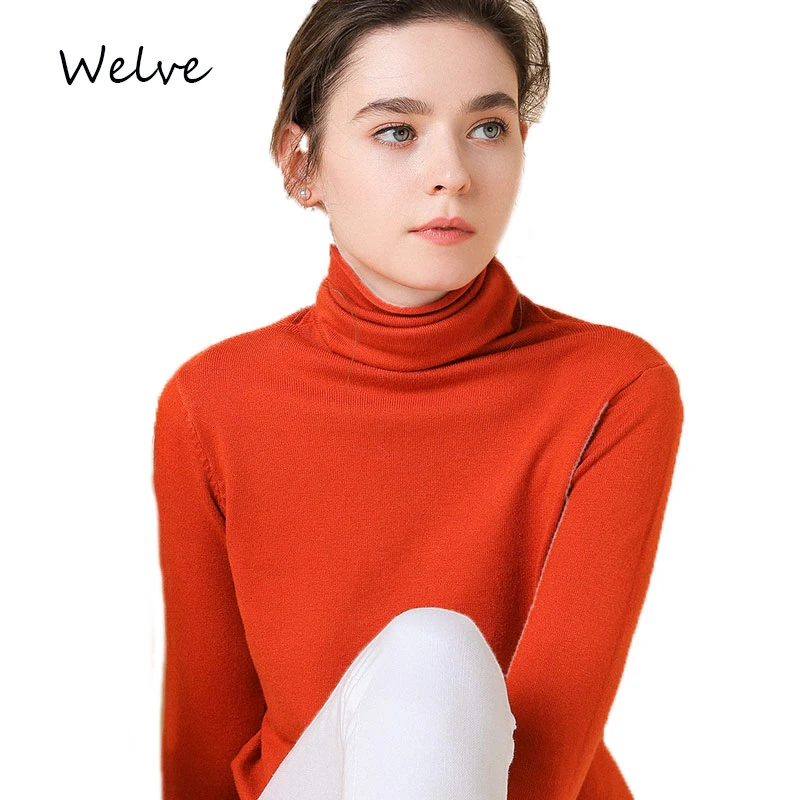 

Welve Sweater wool in Women's pollovers Warm turtleneck sweater Long Sleeve Sweaters Temperament cashmere sweater