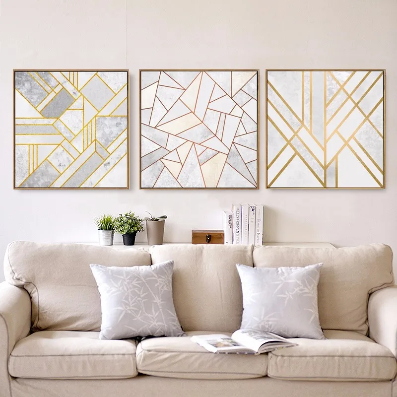 

Northern European-Style Minimalist Gold Bullion Abstract Canvas Poster of Living Room Art Home Decoration Customizable
