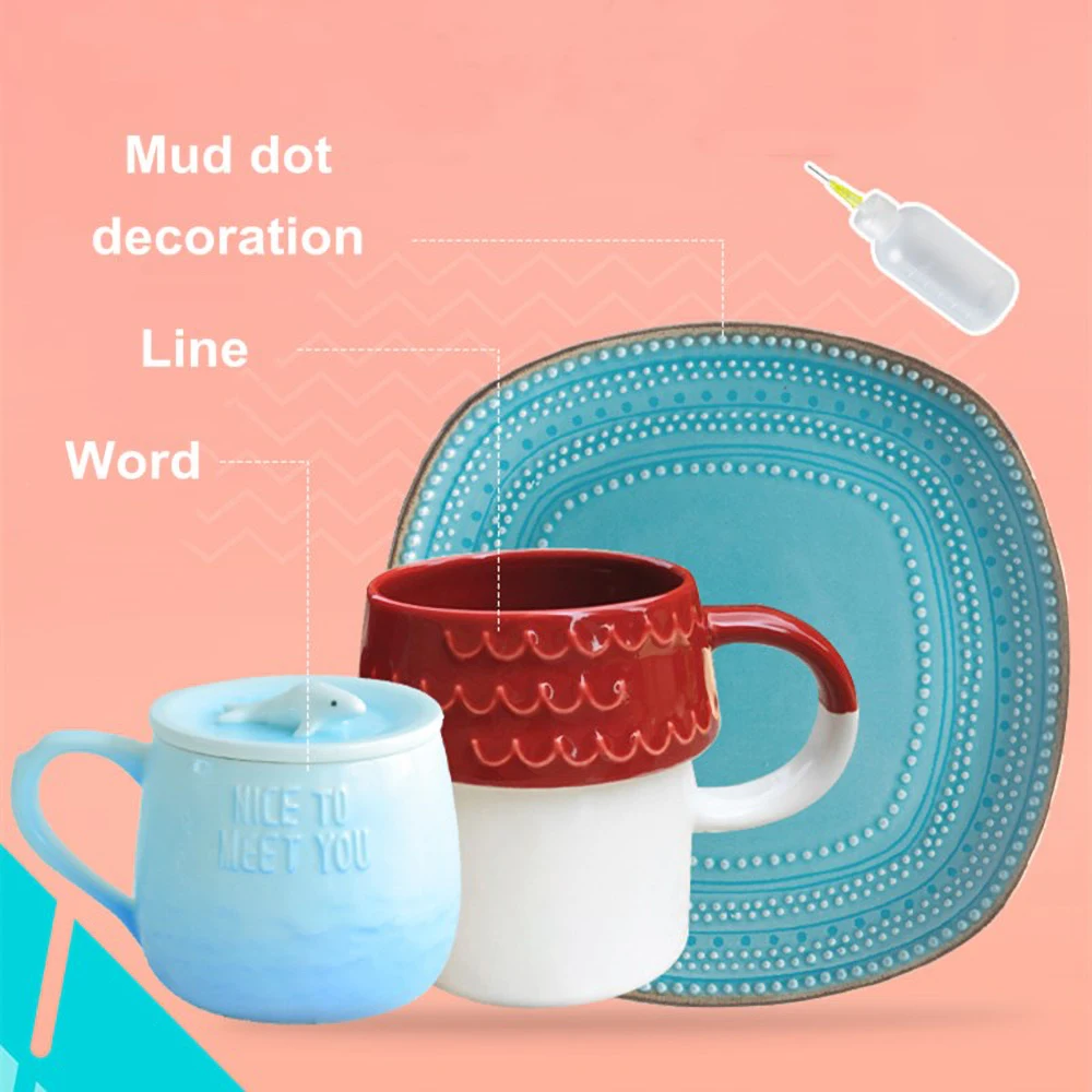 Polymer Clay Tools Pottery Tools Clay Sculpting Tools Pottery Sculpting Tools Clay Craft Tool 50ml Ceramic Art Squeeze Clay Bottle Multi-needle Point Line Texture Effect Creative Clay Decoration DIY Pottery Painting Tool