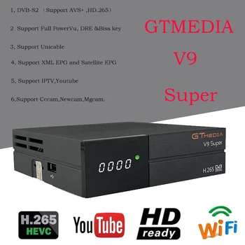 

GTmedia V9 Super DVB-S2 Satellite tv receiver with 2years Europe cccam Spain GTMedia V9 Super H.265 Full HD freesat receptor