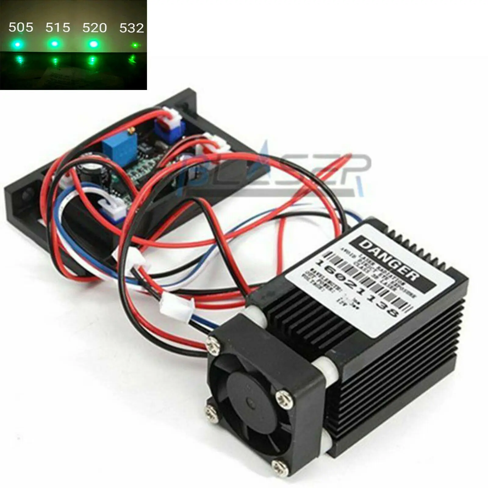 Focusable 520nm 100mW Grass Green Laser Diode Module DC12V Fan cool w/TTL0-20KHz