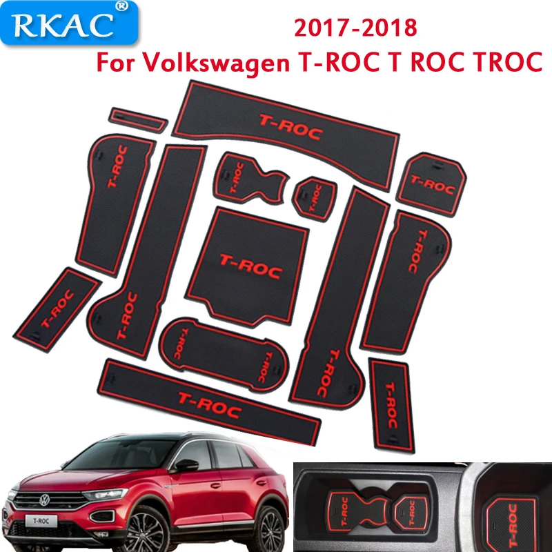 

For Volkswagen T-ROC T ROC TROC 2017 2018 Car Gate Slot Pad Non-slip Cup Mat Anti Slip Door Groove Mat Interior Car Accessory