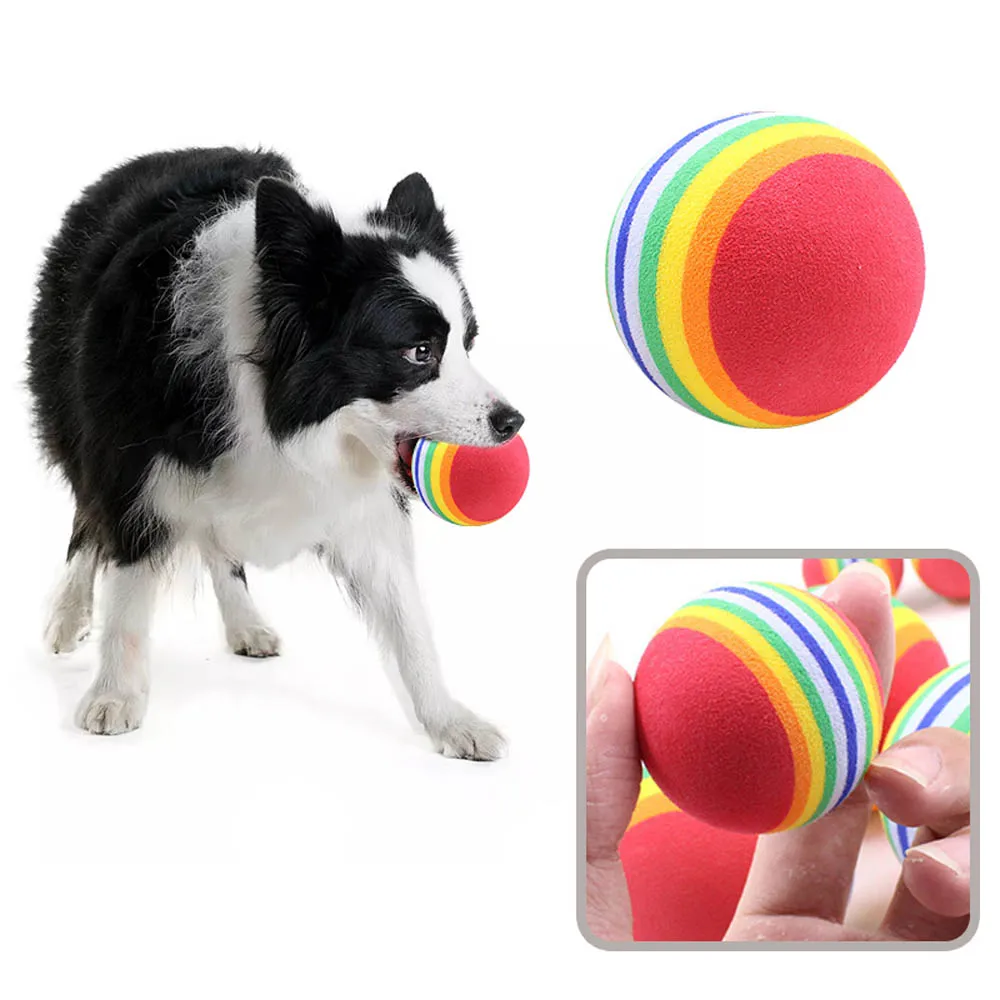 

10Pcs Rainbow 3.5cm Cat Toy Balls Foam Sponge Interactive Cat Toys Play Chewing Rattle Scratch Rubber Ball Training Pet Supplies