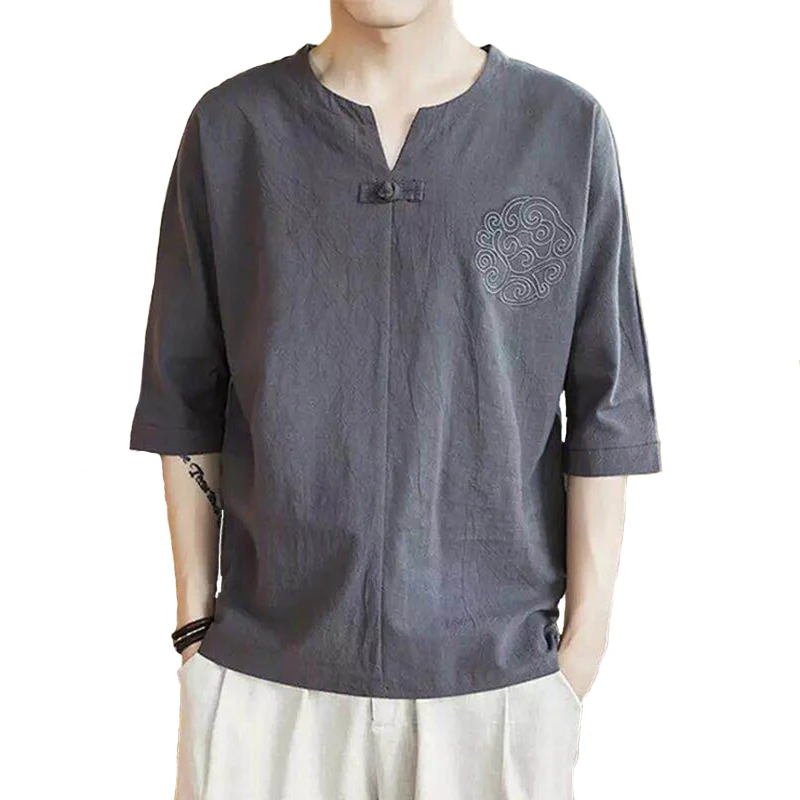 Fashion New Summer Mens Casual Shirts Short Sleeve V Neck Basic Blouse Loose Thin Tops Men Plus Size | Мужская одежда