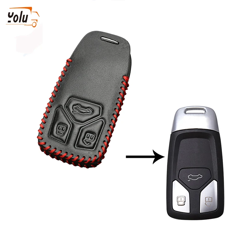 YOLU Car Key fob Cover Leather Case for Audi Q7/TT Bag Shell Red/Black/Blue | Автомобили и мотоциклы