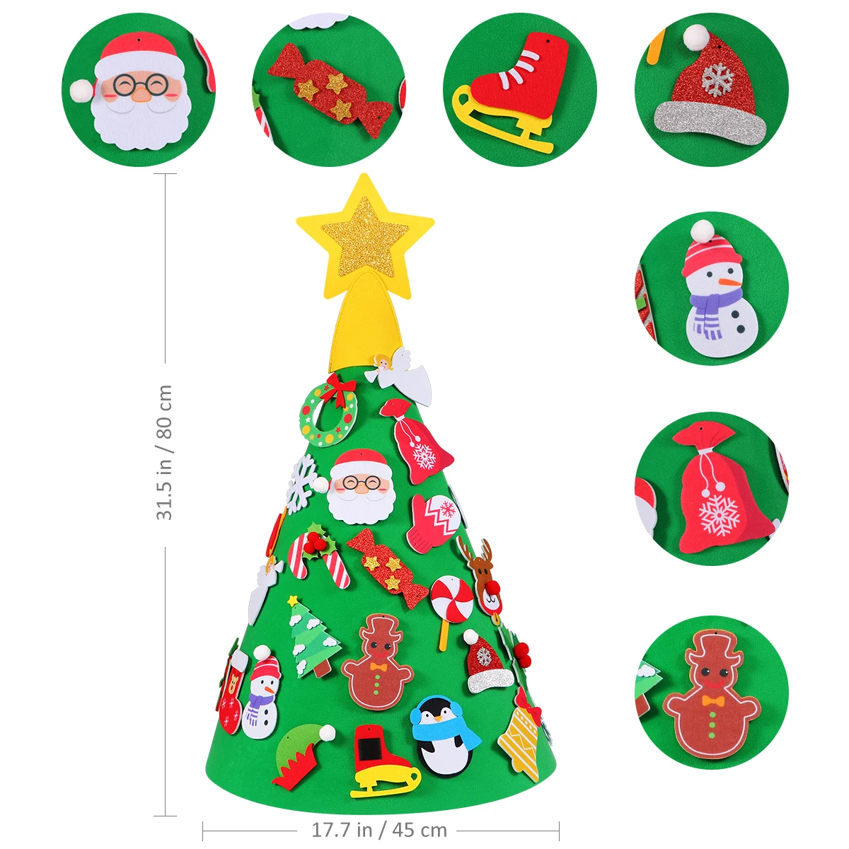 Amosfun Felt Christmas Tree DIY Hanging Christmas Tree with 32PCS Ornaments Wall Decor for Xmas Gifts Decoration - Цвет: 03