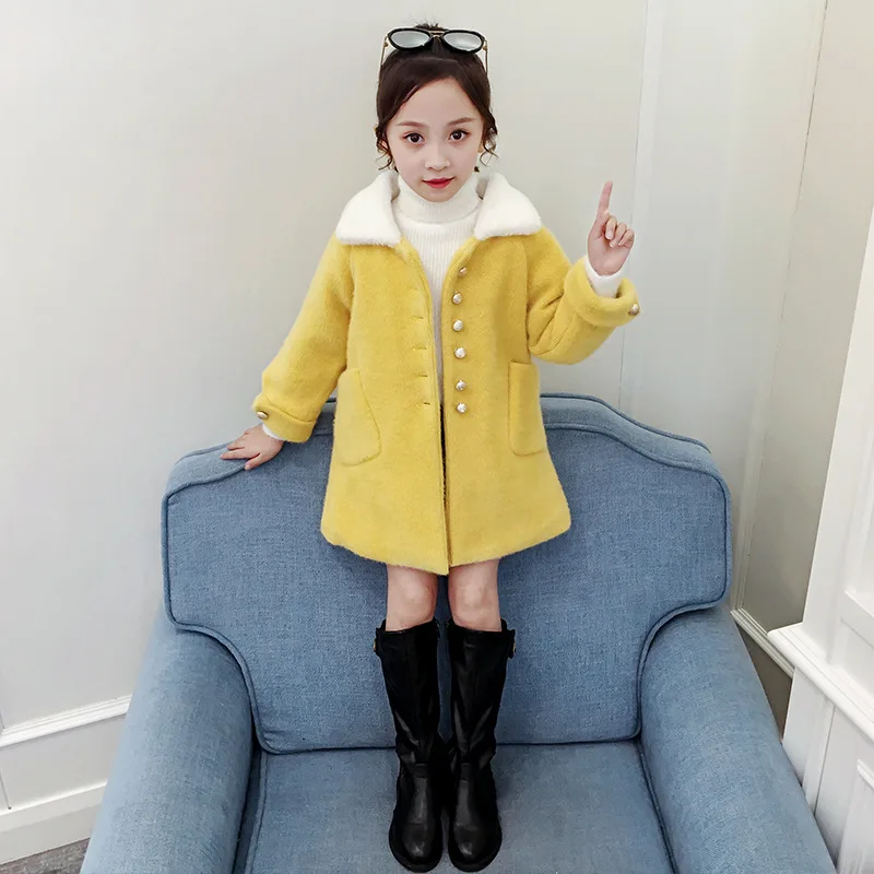 

2019 New Style Korean-style Kids' Overcoat Girls Fall And Winter Clothes Big Boy Thick Imitation Ferrets Velvet Coat Childrenswe