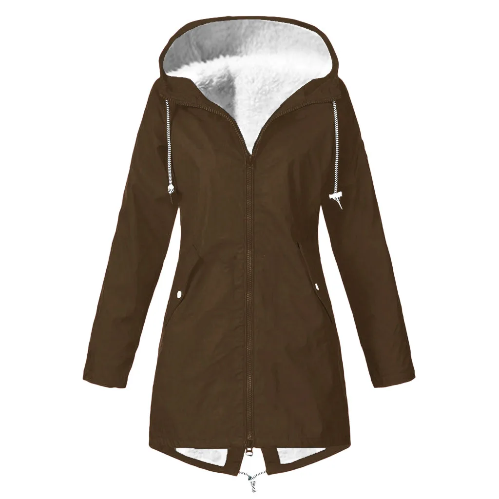Пальто 2019Top женское однотонное зимнее теплое толстое уличное пальто размера плюс с капюшоном ветрозащитный плащ