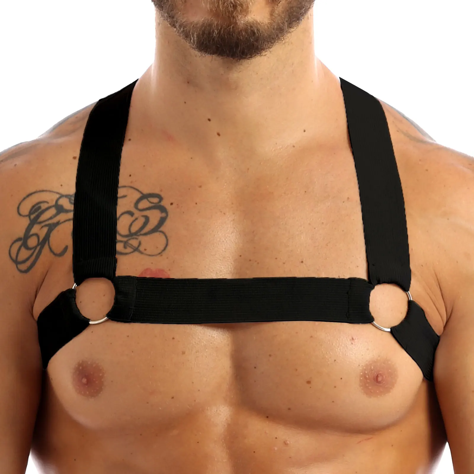 

Mens Harness Erotic Lingerie Hot Sexy Body Chest Harness Bondage Costume Halter Neck Chest Straps Nightclub Hollow Out Clothing