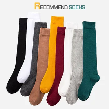 

Socks Women's Autumn And Winter Candy-Colored INS Fashion Socks Hose Socks Japanese-style over-the-Knee Long Socks Solid Color C