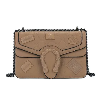 

2020 New Small Square Bag Fashion Women's Shoulder Bag Letter Embossed Bacchus Bag Chain Messenger Crossbody Bag black white