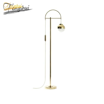 

Modern LED Glass Ball Floor Lamp Lighting Fixtures Nordic Metal Office Golden Gloss Stand Lamps Hotel Study Interior Floor Lamp