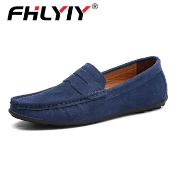 

Suede Leather Men Casual Shoes Luxury Loafers Italian Genuine Leather Driving Moccasins Gommino Slip on Men's Shoes Plus Size
