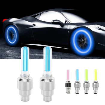 

2pcs Car Wheel Neon LED Lights Motocycle Bike Light Tire Valve Cap Flash Color Tyre Wheel Valve Cap Light Spoke Car Running Lamp