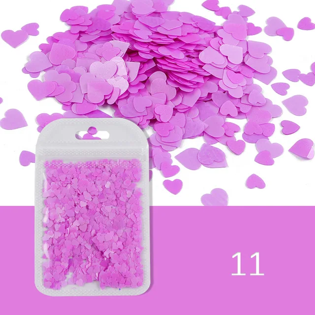 1 pack Sweet Love Heart Nail Sequins Ultrathin Shining Laser Nail Art Paillette Slices Flakes Manicure Decoration 2021 newest 11