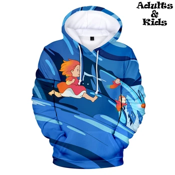 

hot sale Ponyo on the cliff children 3D Hoodies in kids Harajuku Ponyo and Sosuke cartoon high street Kawaii children 3D hoodie