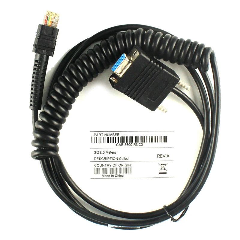 New Scanner 5V 3M RS232 Serial Coiled Cable Compatible for Zebra LI3608 LI3678 DS3608 DS3678 Barcode Scanner Cable