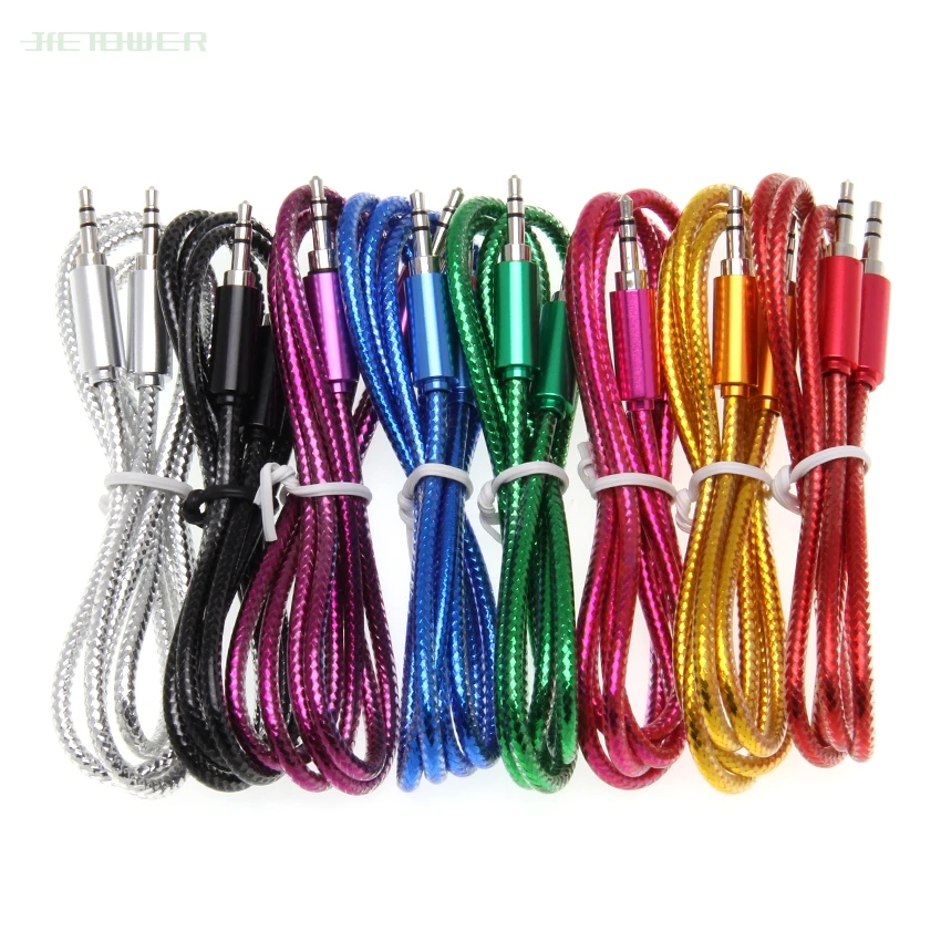 300pcs Factory Price New 3 5mm Jack Bright blink Auxiliary Audio Cable Male To Male Aux Cables Good Audio Hd for Headphone