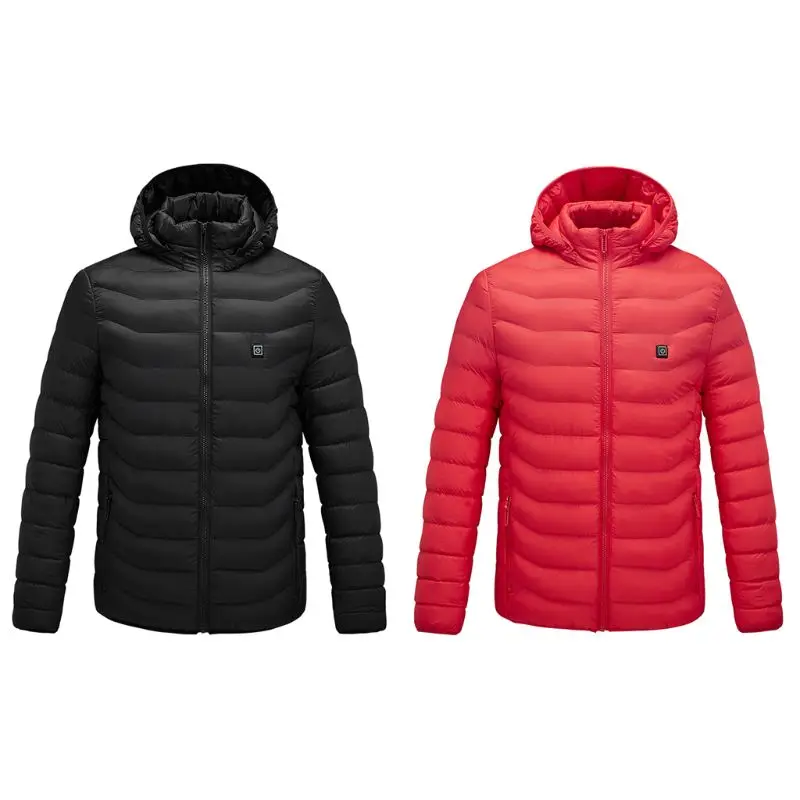 

Men Women Heated Vest Coat USB Electric Long Sleeves Warm Heating Hooded Jacket