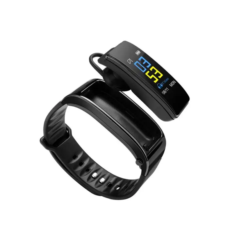 Black Color y3 Bluetooth Headset Talk Smart Band Bracelet Passometer Monitor Watch Heart Tracker Smart Wristband Rate Fitne C9P9