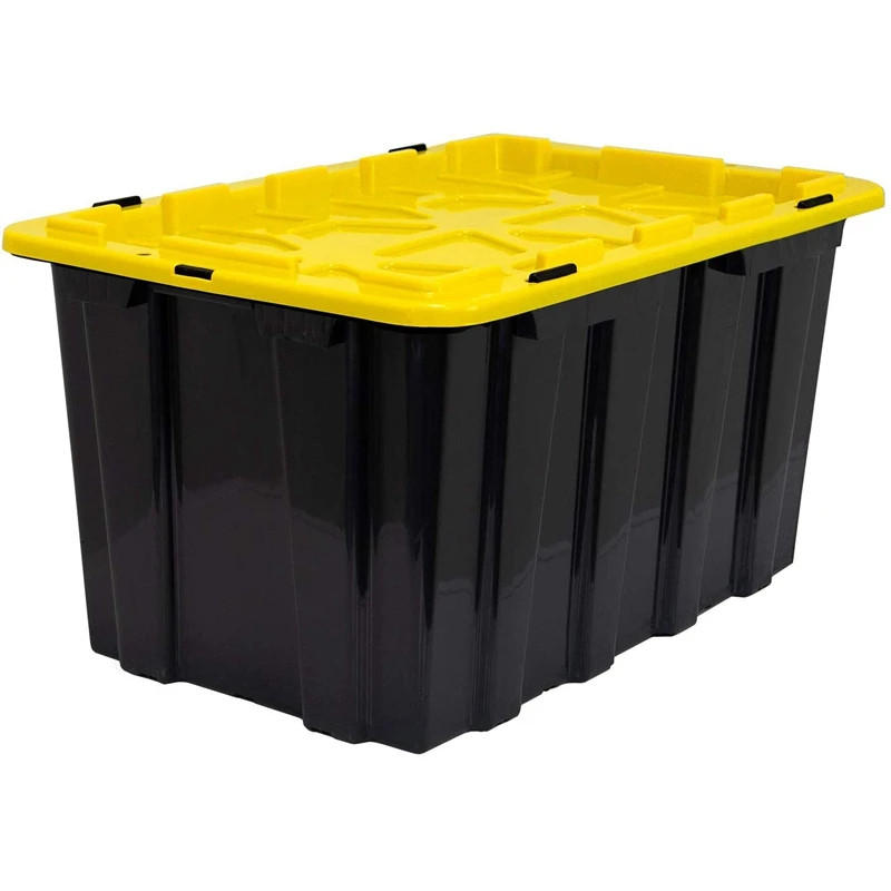 

Heavy Duty Plastic Storage Box with Lid Large 15.8-Gallon Tote (60 Liters) Rugged, Practical-Grade Distribution Container Black