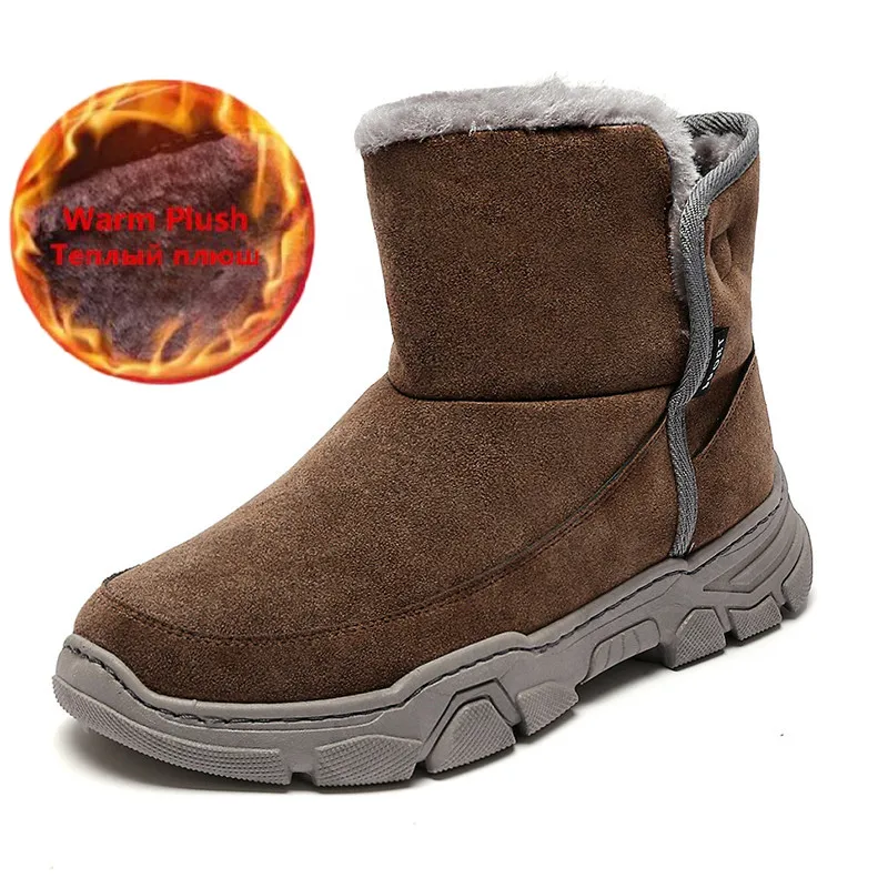 

2020 New Fashion Winter Men Boots Comfortable Warm Plush Snow Boots Casual Outdoor High Top Fur Work Shoes Big Size Hot