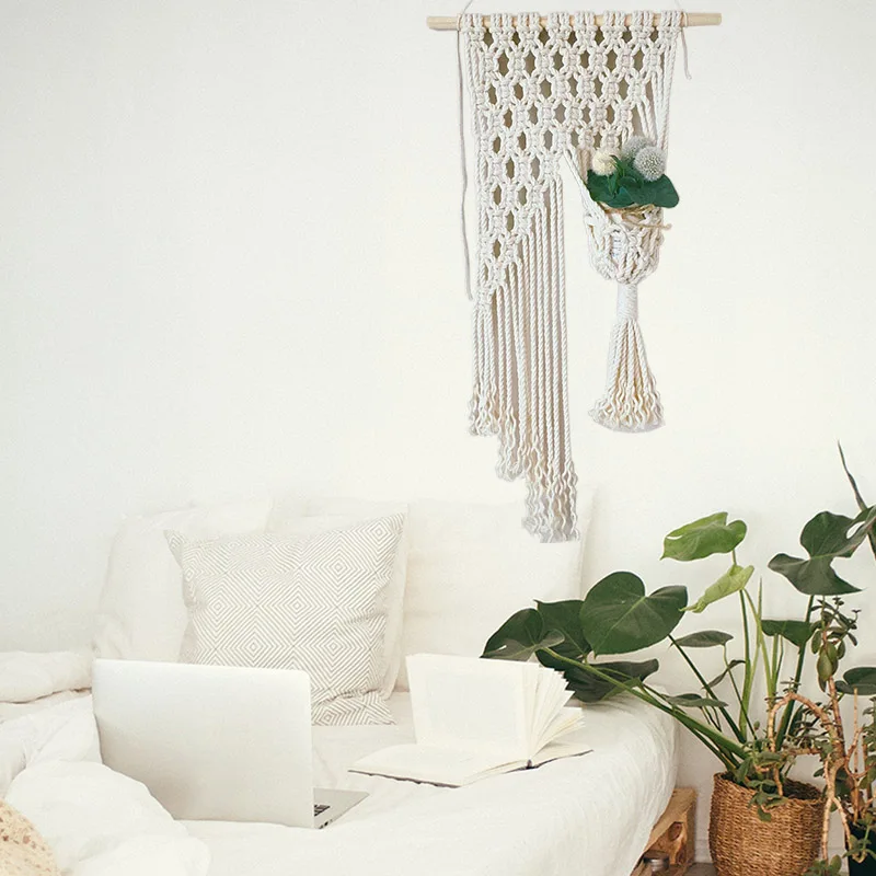 

Hand-woven Cotton Rope Tapestry Basket Dual-use Storage Organizer Bohemian Hand-woven Tapestry Best Price