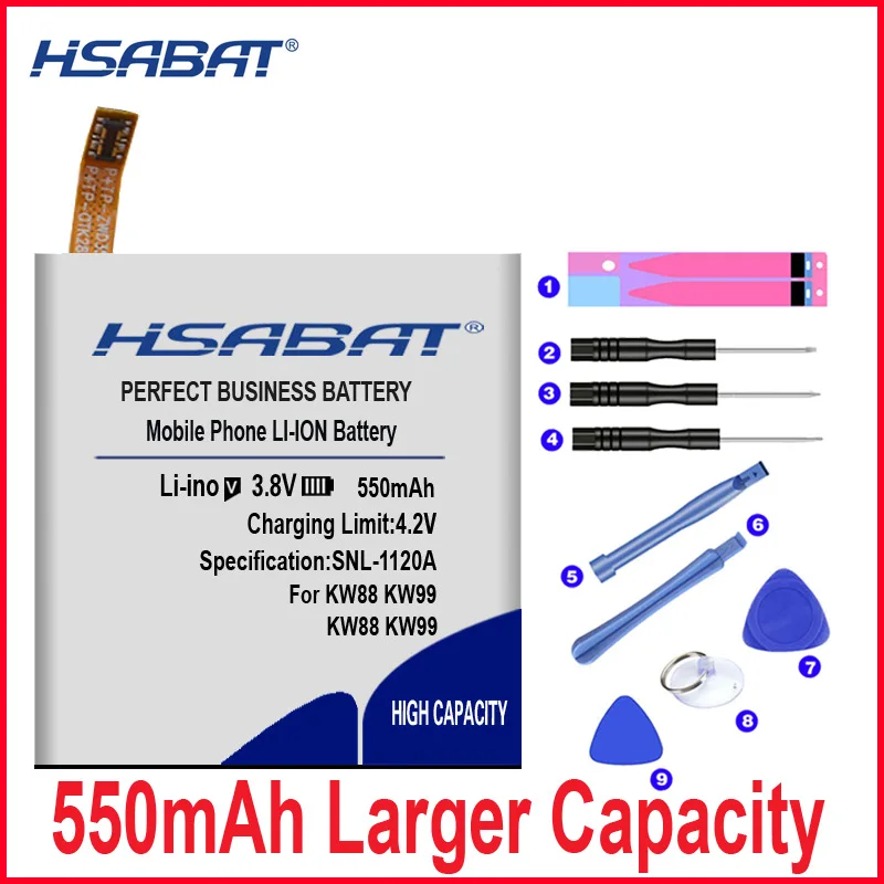 Аккумулятор HSABAT 0 цикл 550 мАч KW88 для смарт-часов kingwear KW99 Pro | Мобильные телефоны и
