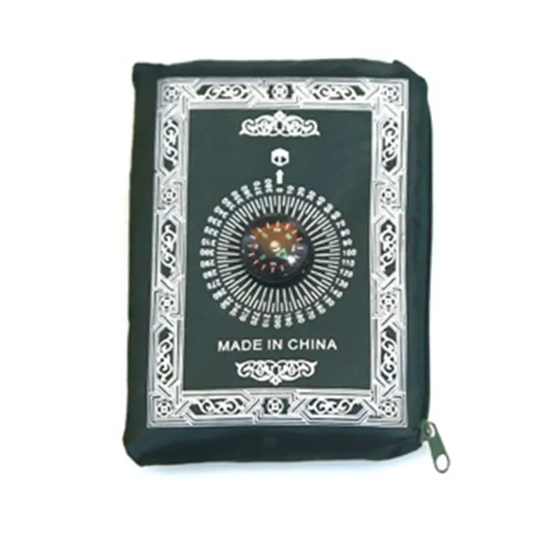 Portable Waterproof Muslim Prayer Mat Rug With Compass Vintage Pattern Islamic Eid Decoration Gift Pocket Sized Bag Zipper Style 6