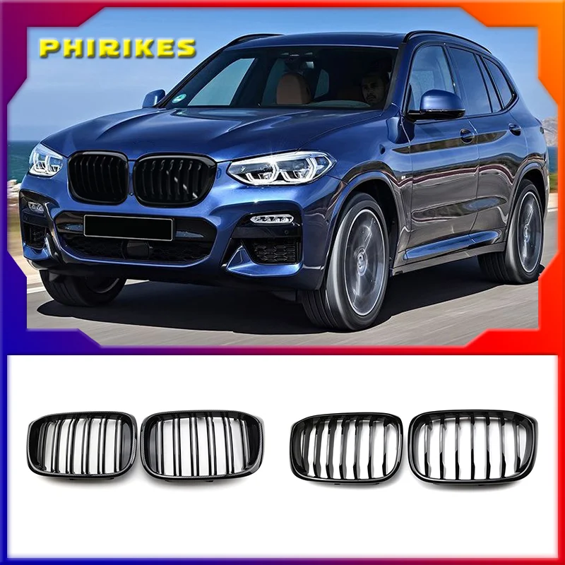 

Car Gloss Black Front Hood Kidney Grille Grill For-BMW X3 X4 G01 G02 2018-2020